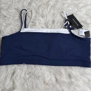 NWT Abercrombie & Fitch XXL YPB Studio Flex Double Layered Sports Bra Navy White